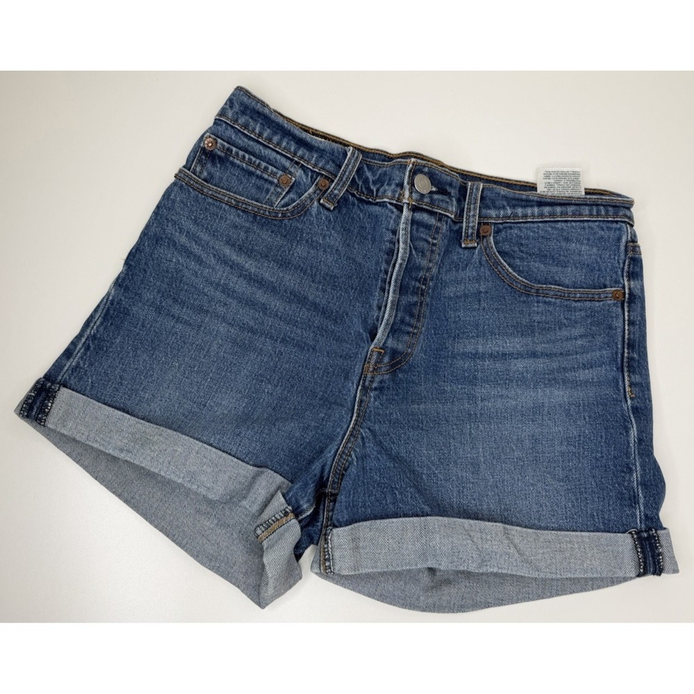 Levi's Wedgie Short Button Fly Blue Rolled Hem Size 28